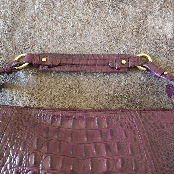 Brahmin Lauren Port Melbourne Oxblood Crocodile-Embossed Hobo Bag New - Picture 14 of 16